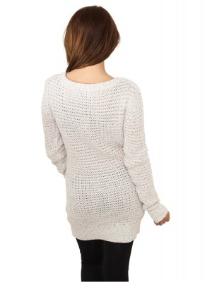 Дамски пуловер в бяло Urban Classics Ladies Long Wideneck Sweater 