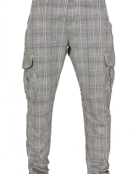 Мъжки карго панталон в черно и бяло Urban Classics AOP Glencheck Cargo Jog Pants, Панталони - Lit.bg