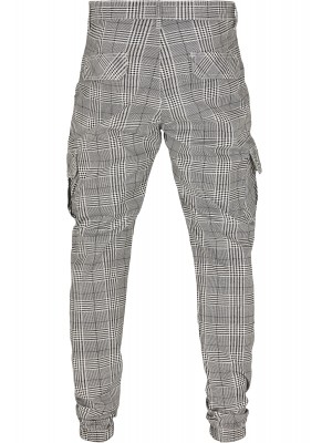 Мъжки карго панталон в черно и бяло Urban Classics AOP Glencheck Cargo Jog Pants