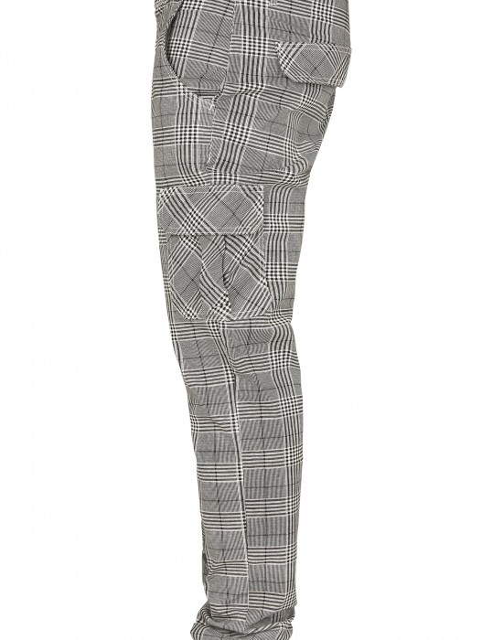 Мъжки карго панталон в черно и бяло Urban Classics AOP Glencheck Cargo Jog Pants, Панталони - Lit.bg