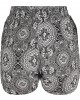 Дамски къси панталони на черно-бели фигури Urban Classics Ladies AOP Viscose Resort Shorts, Къси панталони - Lit.bg