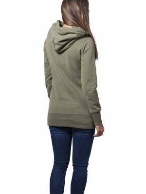 Дамски суичър в цвят маслина Urban Classics Ladies Long Logopatch Hoody