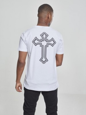 2Pac / Tupac Cross Мъжка бяла тениска Mister Tee