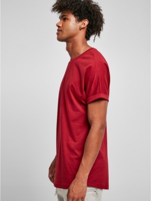 Мъжка дълга червена тениска Urban Classics Long Shaped Turnup brickred