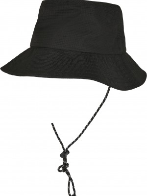 Шапка идиотка с връзка в черен цвят Adjustable Flexfit Bucket Hat 