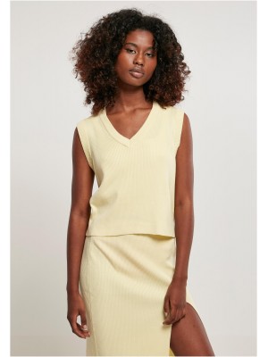 Дамски плетен потник в светложълт цвят Ladies Short Knittd Slip