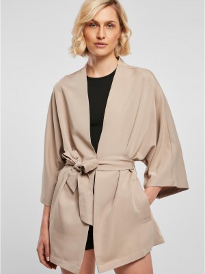 Дамски халат в бежов цвят Ladies Twill Kimono Coat