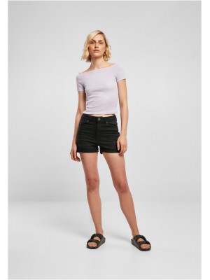 Дамски топ в светлолилаво Ladies Off Shoulder Rib Tee
