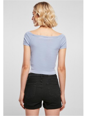 Дамски топ в светлосиньо Ladies Off Shoulder Rib Tee