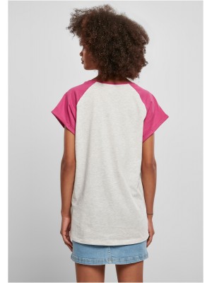 Дамска дълга тениска в розово и бяло Ladies Contrast Raglan Tee