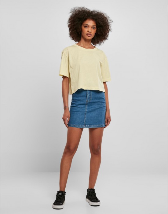 Дамска къса тениска в жълто Ladies Short Oversized Tee, Тениски - Lit.bg