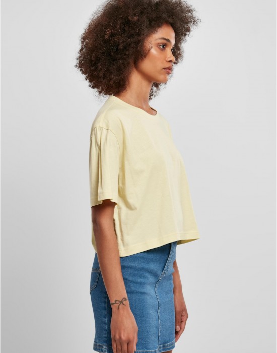Дамска къса тениска в жълто Ladies Short Oversized Tee, Тениски - Lit.bg