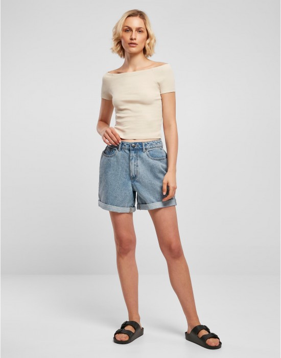 Дамски топ в цвят екрю Ladies Off Shoulder Rib Tee, Тениски - Lit.bg Дамски топ в цвят екрю Ladies Off Shoulder Rib Tee, Тениски - Lit.bg