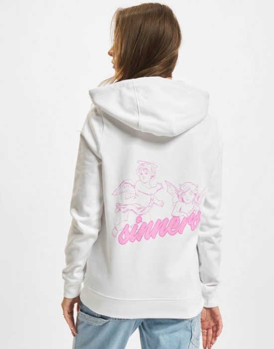 Дамски суичър с качулка в бял цвят Mister Tee Ladie Sinners Hoody, Суичъри - Lit.bg Дамски суичър с качулка в бял цвят Mister Tee Ladie Sinners Hoody, Суичъри - Lit.bg