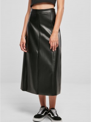Дамска кожена пола в черен цвят Urban Classics Leather Midi Skirt