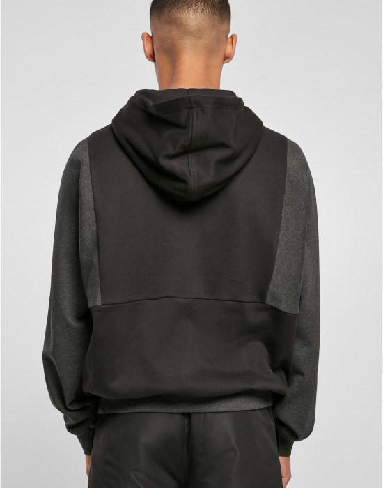 Мъжки суичър с качулка в черен цвят Urban Classics Hoody black/charcoal, Суичъри - Lit.bg