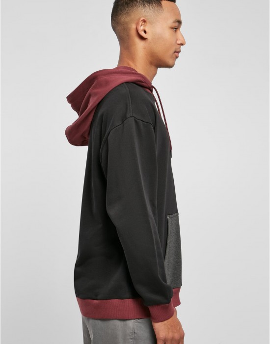 Мъжки суичър с качулка в цветен десен Urban Classics Color Hoody black/charcoal, Суичъри - Lit.bg Мъжки суичър с качулка в цветен десен Urban Classics Color Hoody black/charcoal, Суичъри - Lit.bg