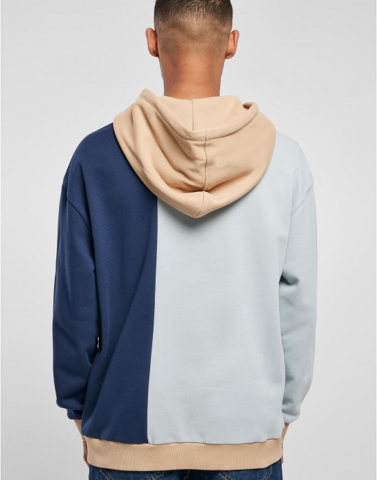 Мъжки суичър с качулка в цветен десен Urban Classics Color Hoody summerblue/darkblue, Суичъри - Lit.bg