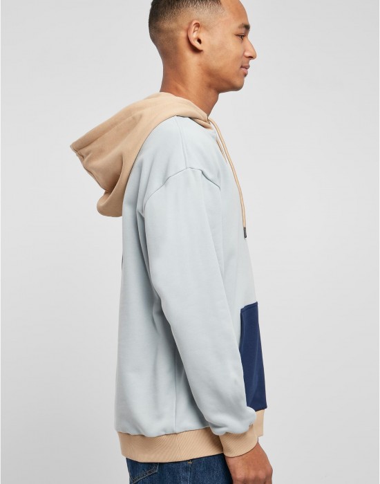 Мъжки суичър с качулка в цветен десен Urban Classics Color Hoody summerblue/darkblue, Суичъри - Lit.bg