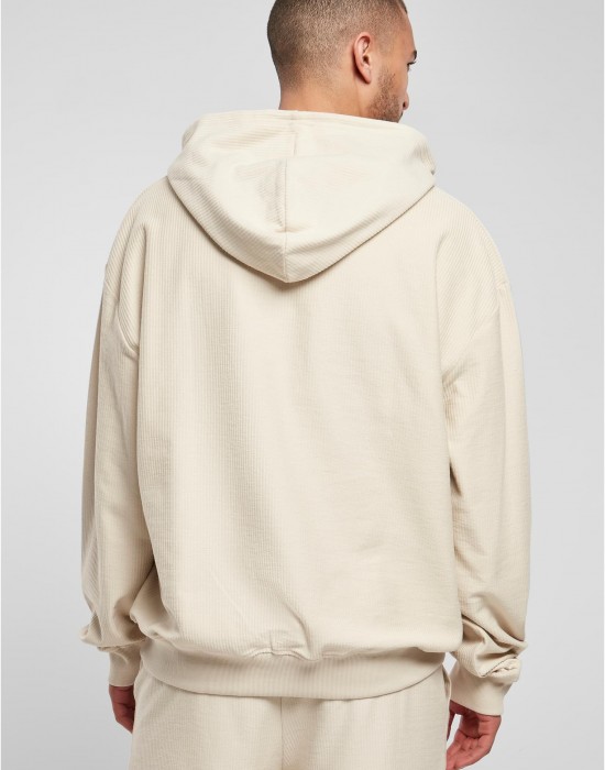 Мъжки суичър с качулка в цвят екрю Urban Classics Terry Hoody, Суичъри - Lit.bg