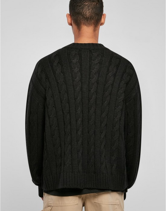 Мъжка плетена жилетка в черен цвят Urban Classics Boxy Cardigan, Якета - Lit.bg