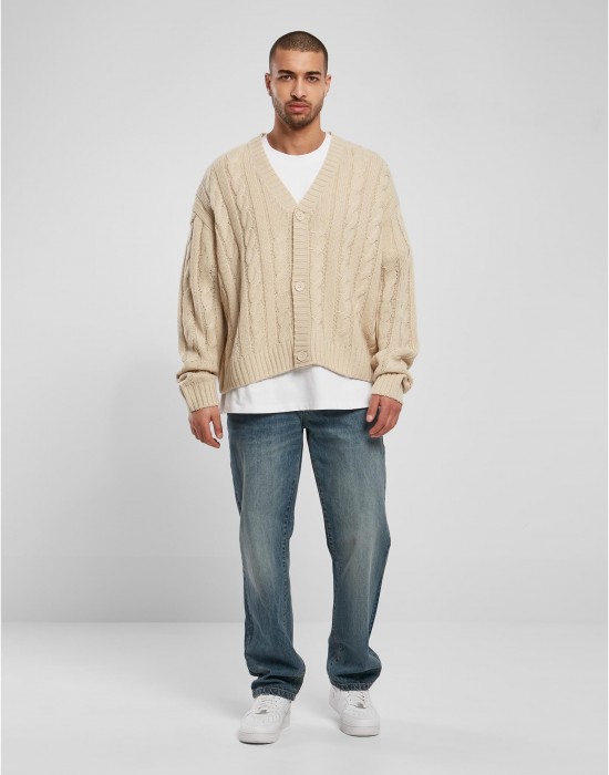 Мъжка плетена жилетка в бежов цвят Urban Classics Boxy Cardigan, Якета - Lit.bg Мъжка плетена жилетка в бежов цвят Urban Classics Boxy Cardigan, Якета - Lit.bg