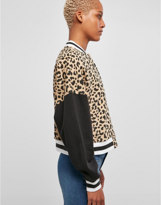Дамско колежанско яке в цветен десен Urban Classics Ladies Jacket unionbeigeleo/black, Якета - Lit.bg Дамско колежанско яке в цветен десен Urban Classics Ladies Jacket unionbeigeleo/black, Якета - Lit.bg
