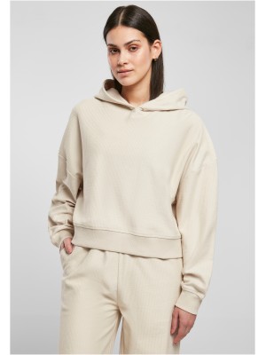 Дамски къс суичър с качулка в цвят екрю Urban Classics Hoody