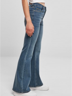 Дамски дънки с широки крачоли в син цвят Urban Classics Denim Pants