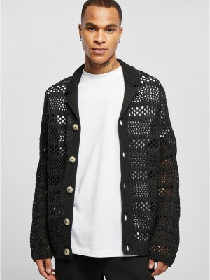 Мъжка жилетка в черен цвят Urban Classics Crocheted Cardigan
