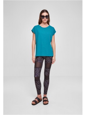 Дамска тениска в цвят тюркоаз Urban Classics Ladies Shoulder Tee