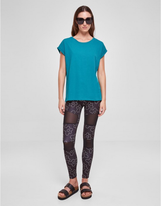 Дамска тениска в цвят тюркоаз Urban Classics Ladies Shoulder Tee, Тениски - Lit.bg