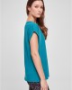 Дамска тениска в цвят тюркоаз Urban Classics Ladies Shoulder Tee, Тениски - Lit.bg
