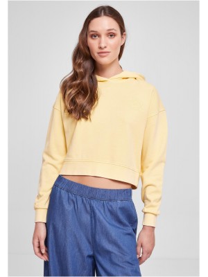 Дамски къс суичър с качулка в жълт цвят Urban Classics Terry Hoody