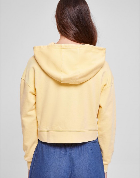 Дамски къс суичър с качулка в жълт цвят Urban Classics Terry Hoody, Суичъри - Lit.bg