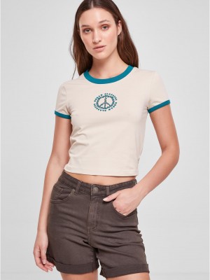 Дамска къса тениска в светлобежов цвят Urban Classics Ladies Cropped Tee
