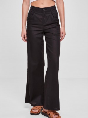 Дамски дълъг ленен панталон в черен цвят Urban Classics Linen Pants