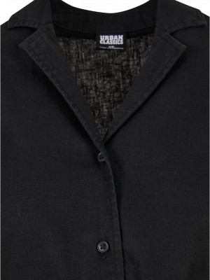 Дамска ленена риза в черен цвят Urban Classics Ladies Linen Shirt