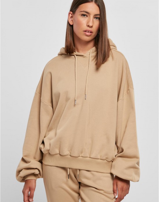 Дамски широк суичър с качулка в бежов цвят Ladies Terry Hoody, Суичъри - Lit.bg