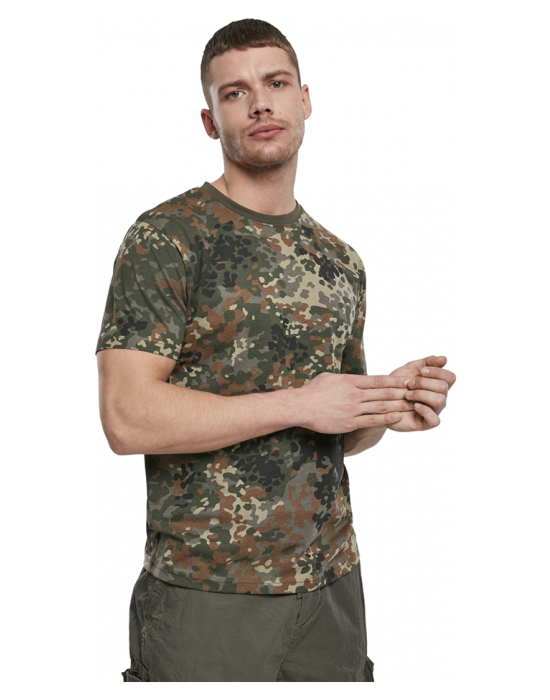 Мъжка изчистена тениска в камуфлажен цвят Brandit flecktarn, Блузи и Ризи - Lit.bg