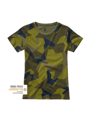 Дамска тениска в камуфлажен десен Brandit swedish camo M90