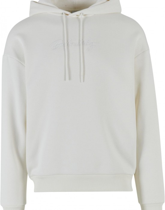 Широк суичър в бяло UNISEX DEF Hoodie Definitely Embroidery
