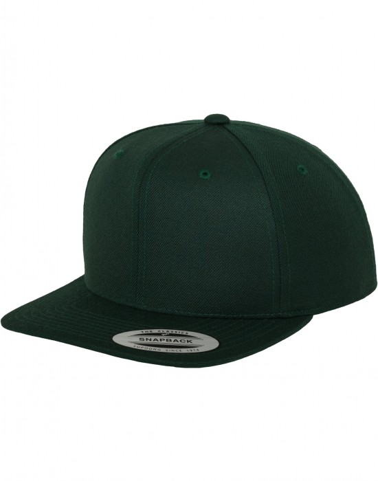  Шапка с козирка в тъмнозелено Classic Snapback 