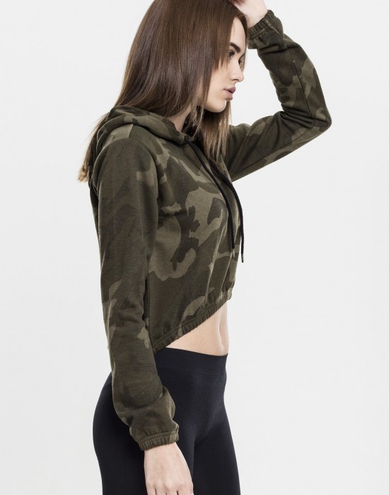  Дамски суичър в цвят маслина Urban Classics Ladies Camo Cropped Hoody 