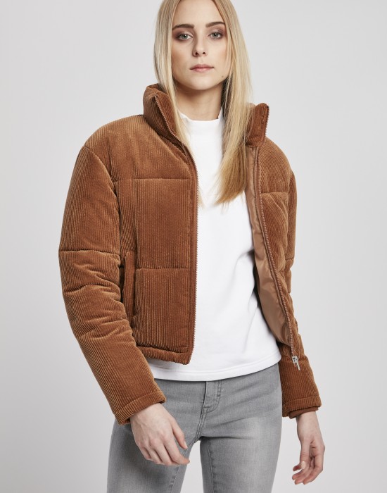  Дамско яке в кафяво от Urban Classics Ladies Corduroy Puffer 