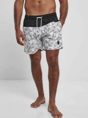  Мъжки къси панталони в черно и бяло Urban Classics Low Block Pattern Swim Shorts 