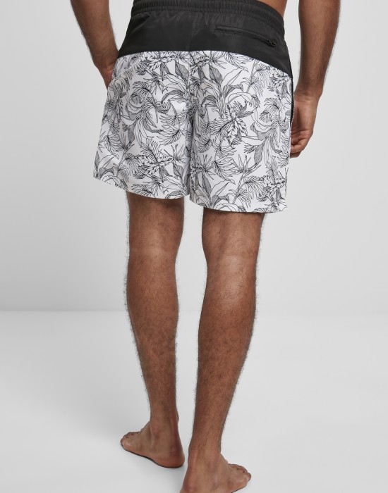  Мъжки къси панталони в черно и бяло Urban Classics Low Block Pattern Swim Shorts 