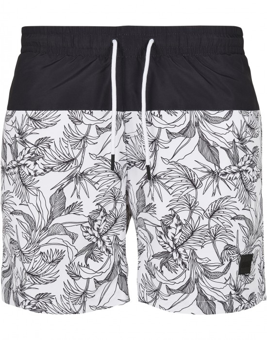  Мъжки къси панталони в черно и бяло Urban Classics Low Block Pattern Swim Shorts 