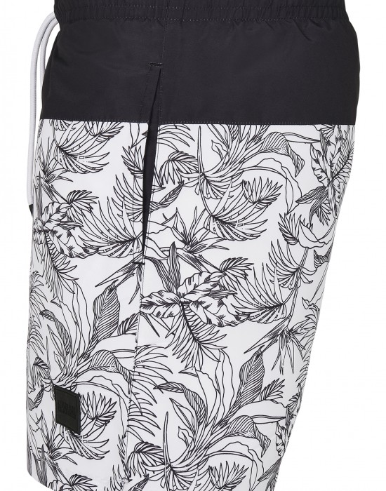  Мъжки къси панталони в черно и бяло Urban Classics Low Block Pattern Swim Shorts 