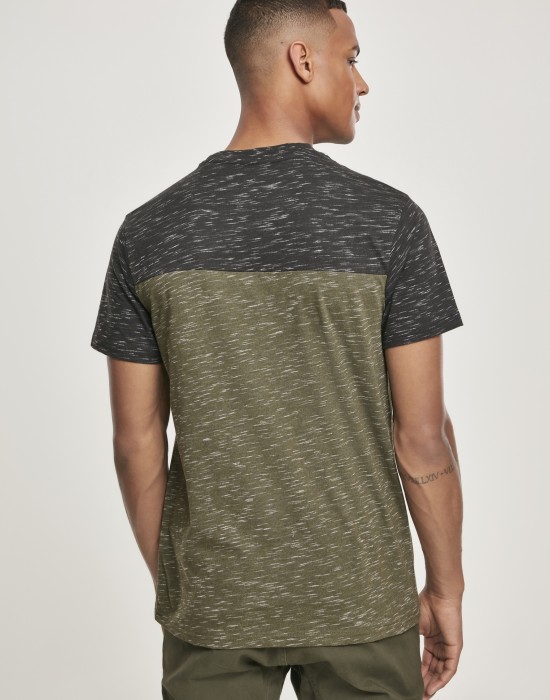 Мъжка тениска в мраморно масленозелен цвят Southpole Color Block Tech Tee marled olive 